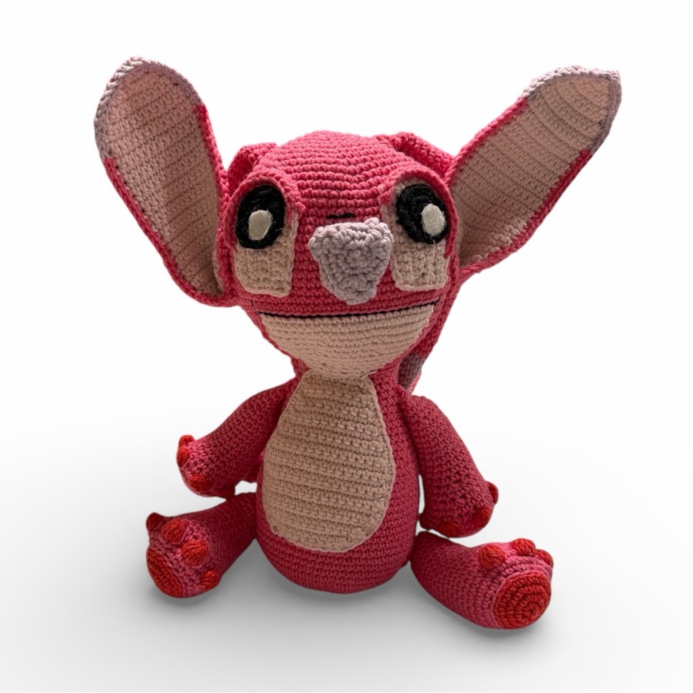 Hand Crafted Angel Crochet Pink and Cream Plush Toy Disney 11” Lilo & Stitch